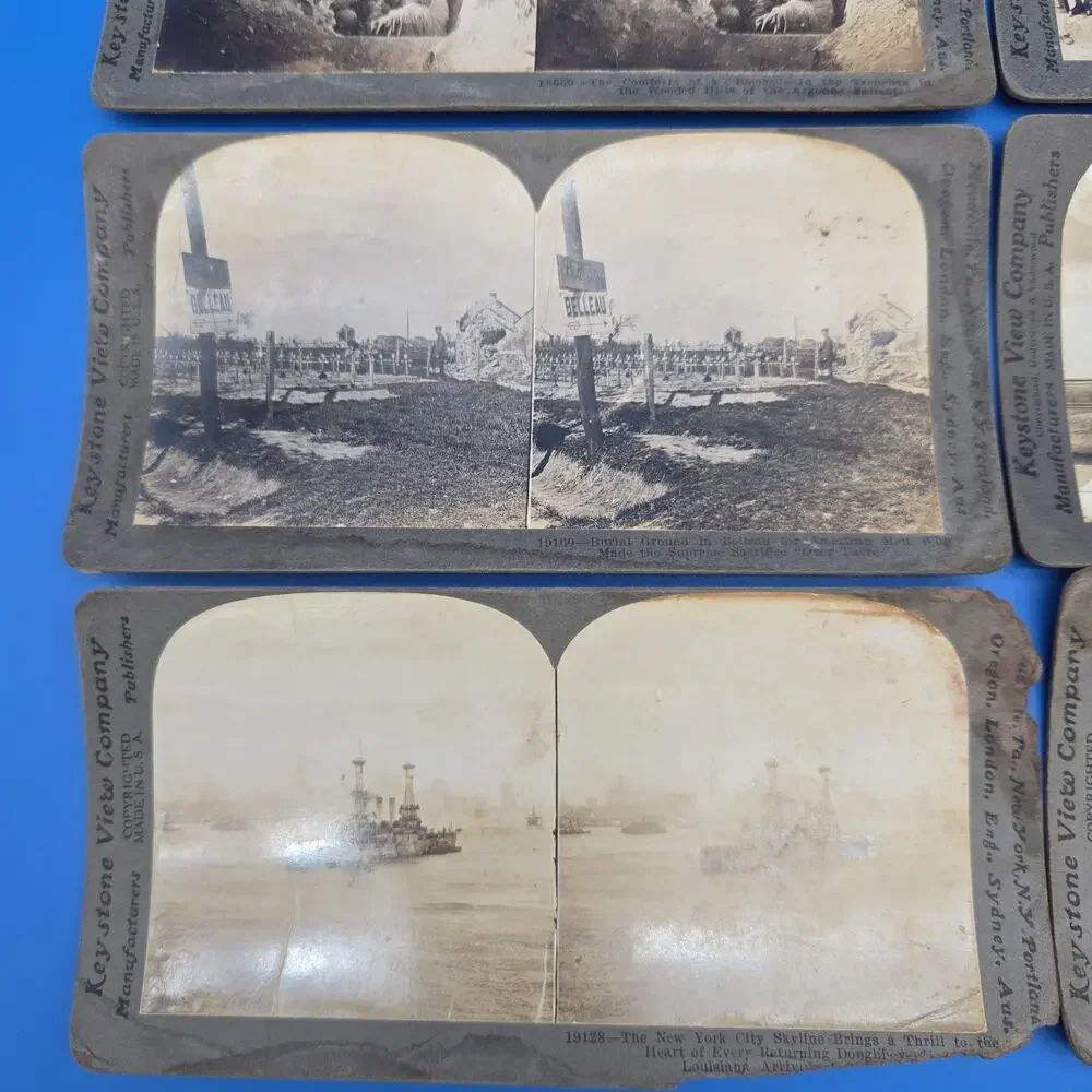 Antique Keystone Stereoview Card Lot 8 WWI Reims Trench West Point NYC